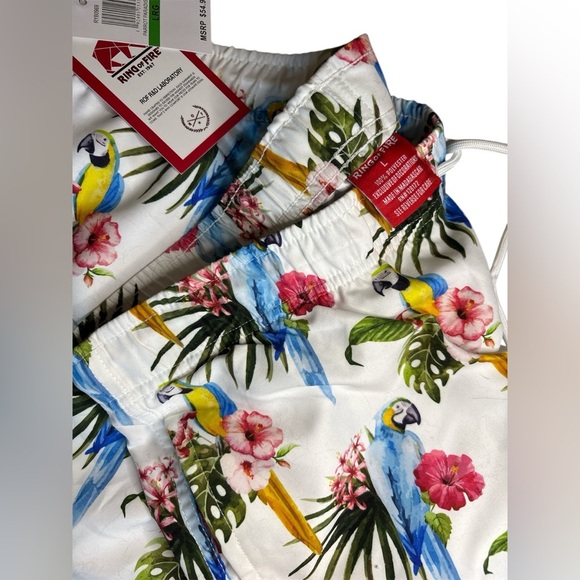 Ring of Fire Sz Large Parrot and Floral Print shorts/swim Trunks NWT - Picture 6 of 12